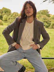 Laura Ashley Grey/Black Dogtooth Wool Check Blazer - Image 8 of 9