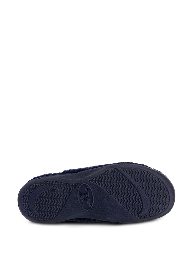 Totes Navy Ladies Isotoner Popcorn Turnover Open Toe Slippers - Image 5 of 5