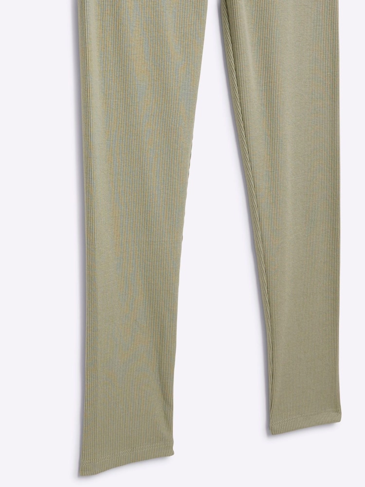 River Island Green Girls Iconic 100% Cotton Drenched Top And Leggings Set - Image 5 of 5