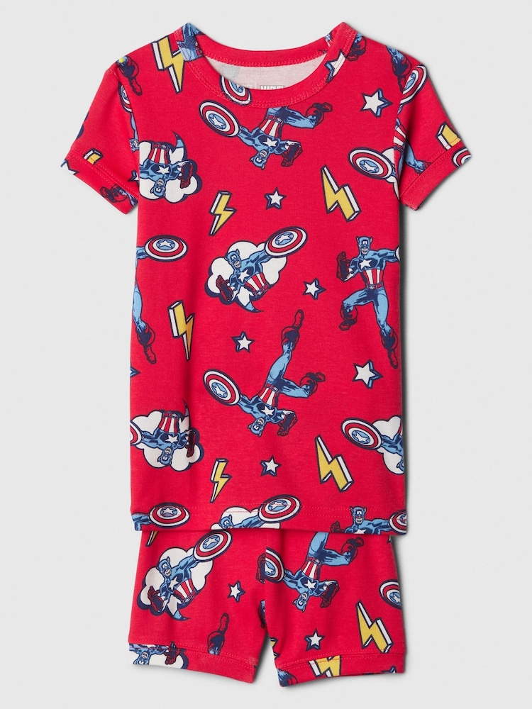Gap Red Marvel Captain America Organic Cotton Marvel Pyjama Set (6mths-5yrs) - Image 1 of 3