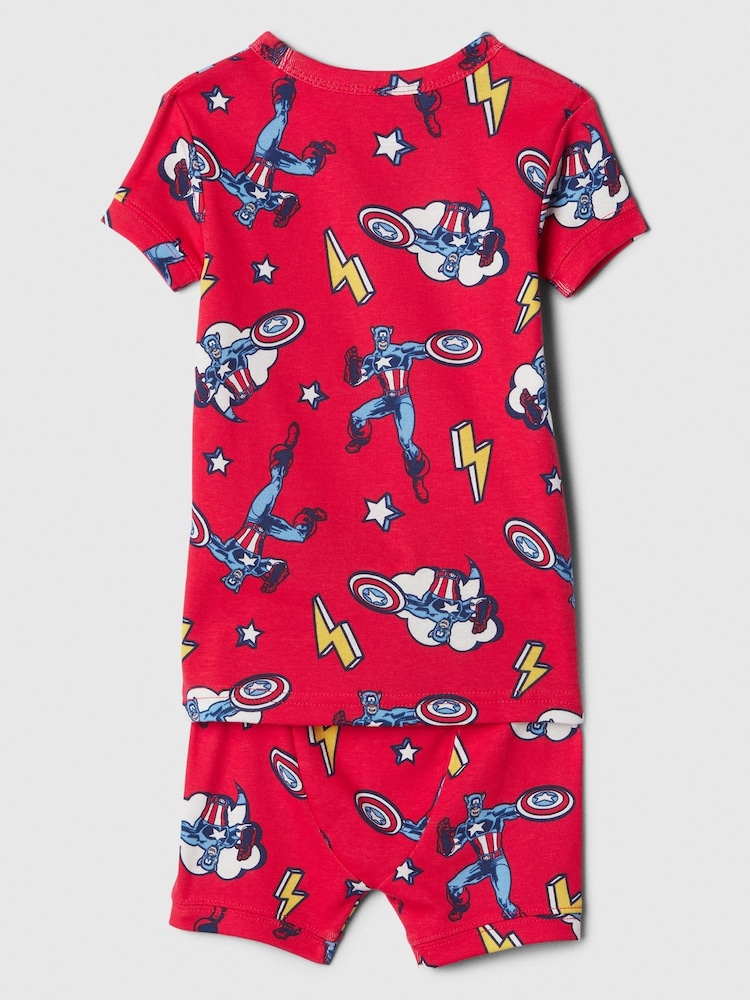 Gap Red Marvel Captain America Organic Cotton Marvel Pyjama Set (6mths-5yrs) - Image 2 of 3