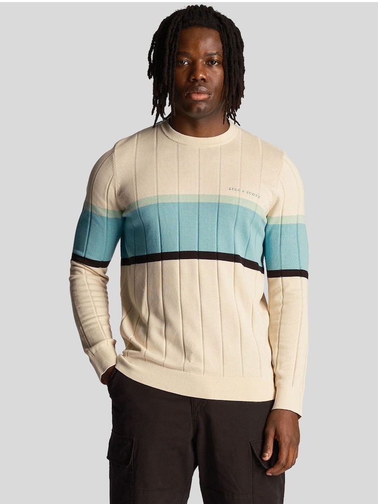Lyle & Scott Cream Volley Stripe Knitted Jumper - Image 1 of 5 Lyle & Scott Cream Volley Stripe Knitted Jumper - Image 1 of 5