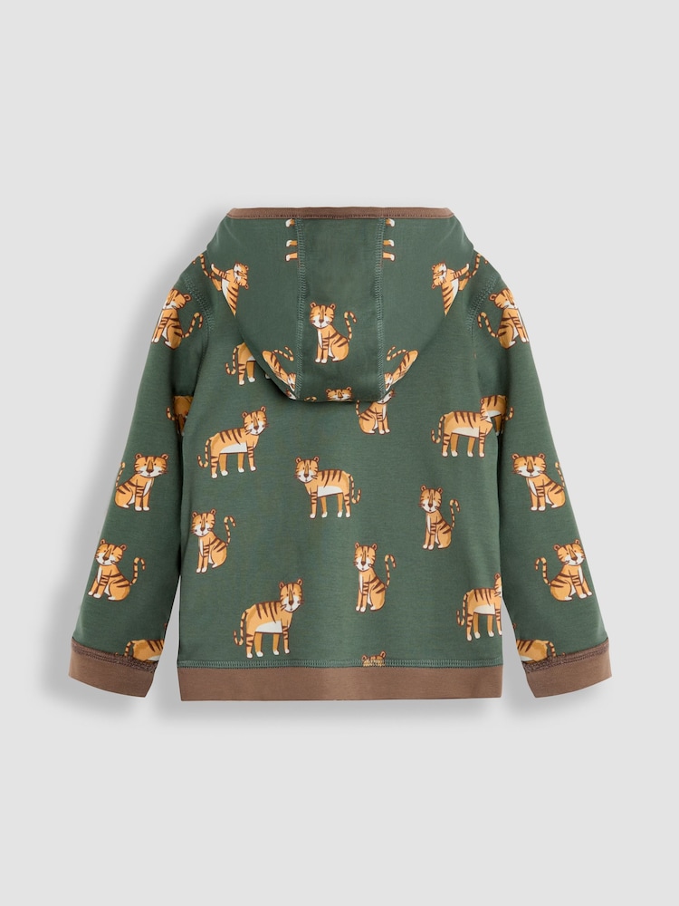 JoJo Maman Bébé Mocha Brown Safari Cats Appliqué Reversible Hoodie - Image 2 of 8
