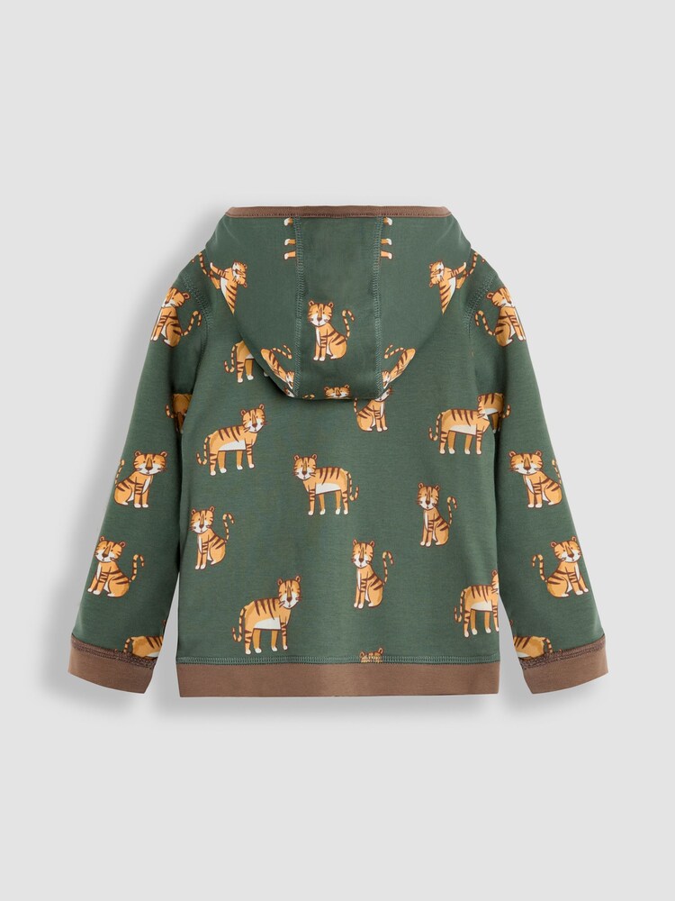 Marrón moca con estampado de felinos de safari - Sudadera con capucha reversible JoJo Maman Bébé Appliqué - Imagen 2 de 8 Marrón moca con estampado de felinos de safari - Sudadera con capucha reversible JoJo Maman Bébé Appliqué - Imagen 2 de 8