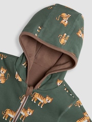JoJo Maman Bébé Mocha Brown Safari Cats Appliqué Reversible Hoodie - Image 8 of 8
