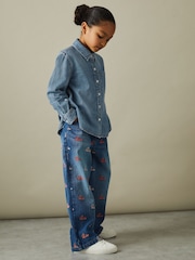 Reiss Blue Rosie 9-13 yrs Denim Button-Through Shirt - Image 3 of 4