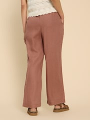 White Stuff Tan Brown 100% Linen Blend Belle Wide Trousers - Image 2 of 7