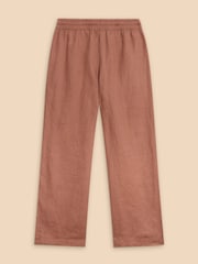 White Stuff Tan Brown 100% Linen Blend Belle Wide Trousers - Image 6 of 7