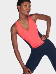 Sweaty Betty CoralPink NavyBlue Power Racerback Bra Tank - Image 1 of 1