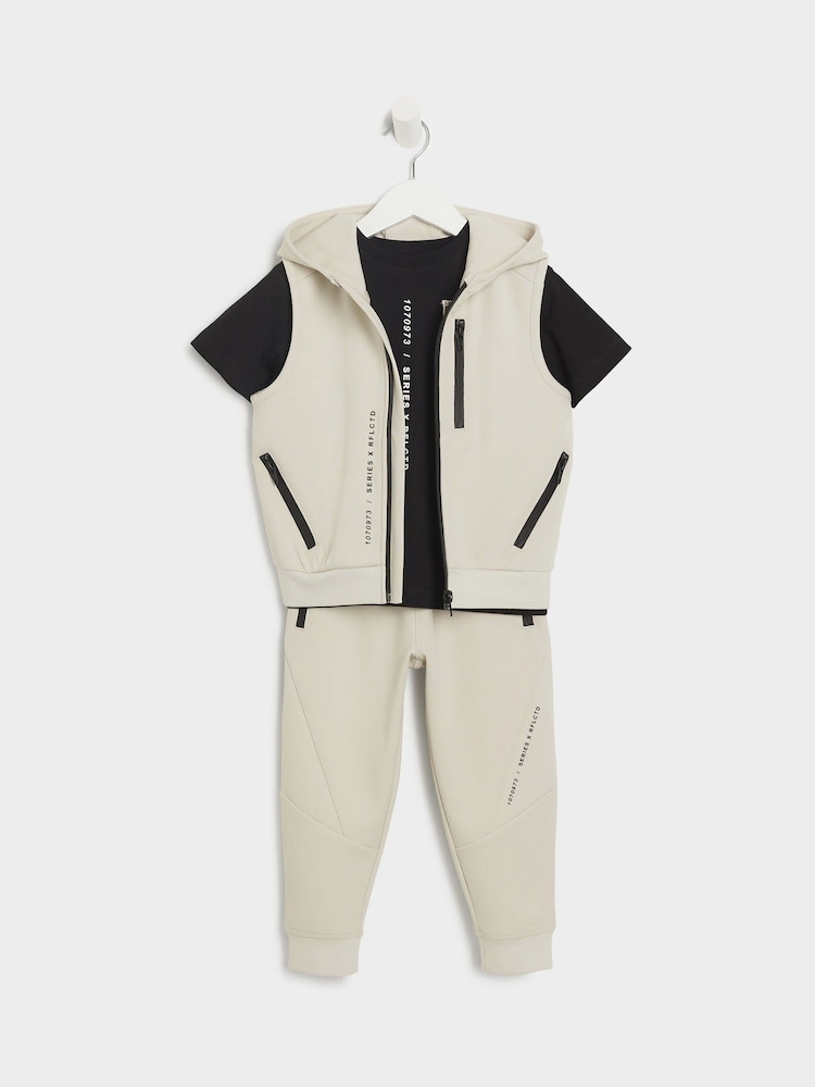 River Island Stone Boys 100% Cotton Gilet Set 3 Piece - Image 1 of 4