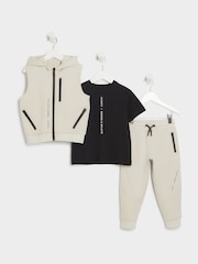 River Island Stone Boys 100% Cotton Gilet Set 3 Piece - Image 2 of 4