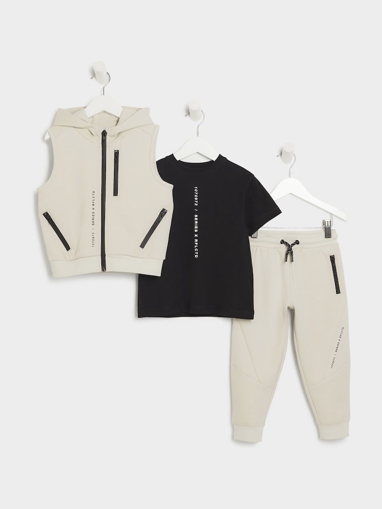 River Island Stone Boys 100% Cotton Gilet Set 3 Piece - Image 2 of 4