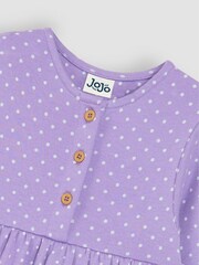 JoJo Maman Bébé Lilac Purple Dino Appliqué Button Front Dress - Image 3 of 4
