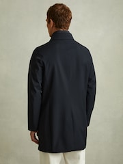 Reiss Navy Logan Hybrid Removable Funnel Neck Overcoat - Image 4 of 6