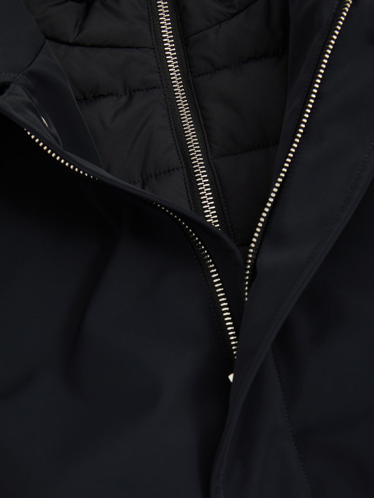 Reiss Navy Logan Hybrid Removable Funnel Neck Overcoat - Image 6 of 6