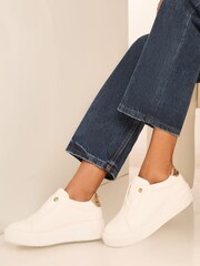 Lipsy White Chunky Pull On Flatform Trainer - Image 1 of 1