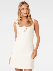 Forever New White Kate Structured Rosette Mini Dress - Image 3 of 5