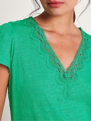 Monsoon 100% Linen Lisa Lace T-Shirt - Изображение 3 из 5