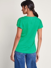 Monsoon 100% Linen Lisa Lace T-Shirt - Изображение 4 из 5
