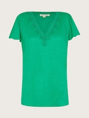 Monsoon 100% Linen Lisa Lace T-Shirt - Изображение 5 из 5