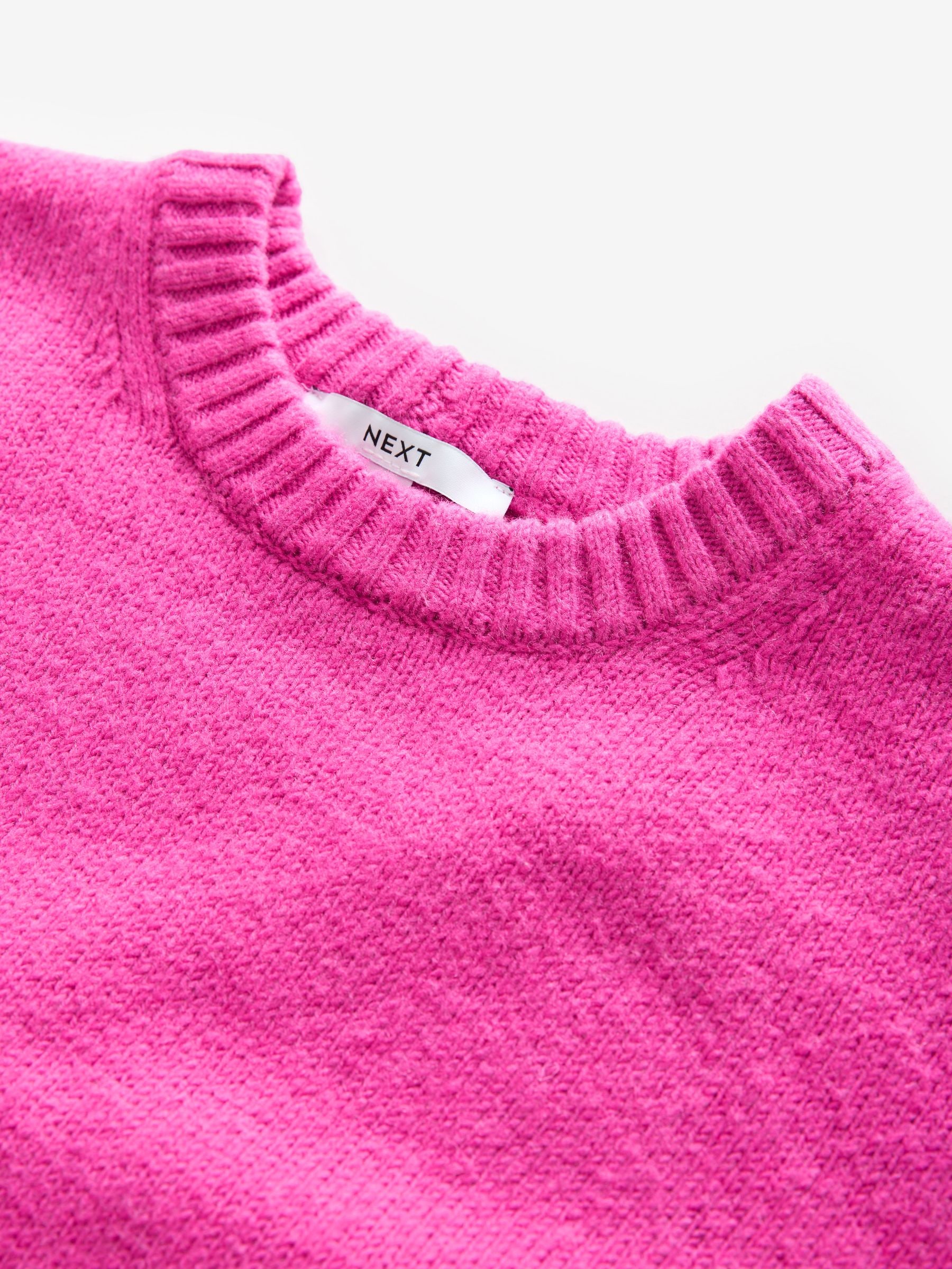 Buy Bright Pink Relaxed Soft Touch Crew Neck Midi Knitted Jumper Dress from Next USA