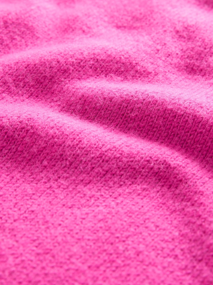 Bright Pink Relaxed Soft Touch Crew Neck Midi Knitted Jumper Dress - Image 7 of 7