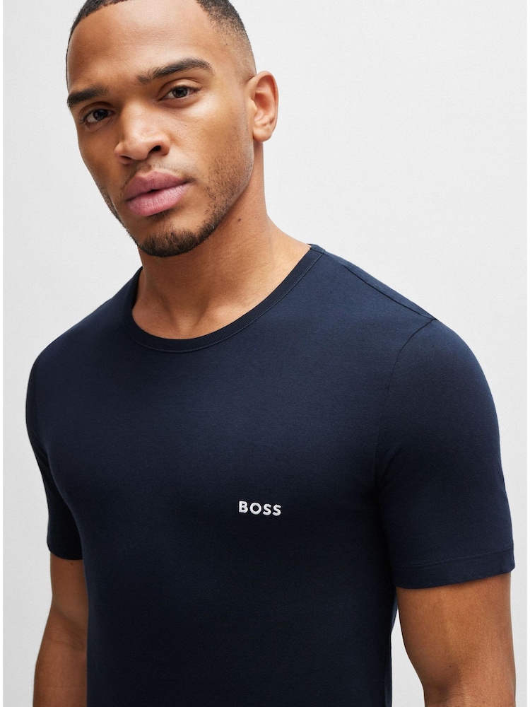 BOSS Blue Three-Pack Of Underwear T-Shirts In Cotton Jersey - Image 2 of 5