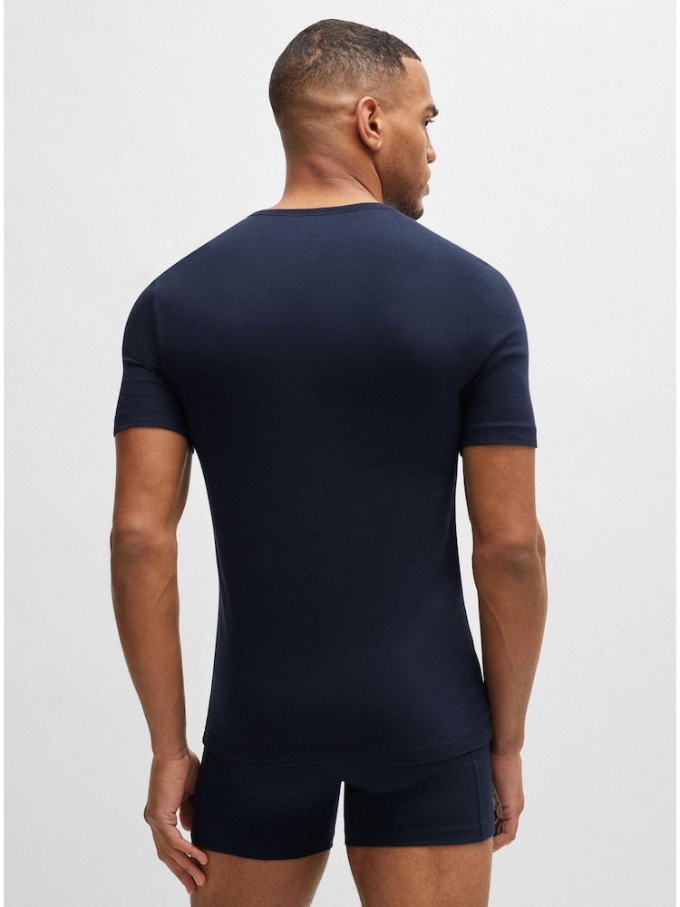BOSS Blue Three-Pack Of Underwear T-Shirts In Cotton Jersey - Image 5 of 5 BOSS Blue Three-Pack Of Underwear T-Shirts In Cotton Jersey - Image 5 of 5