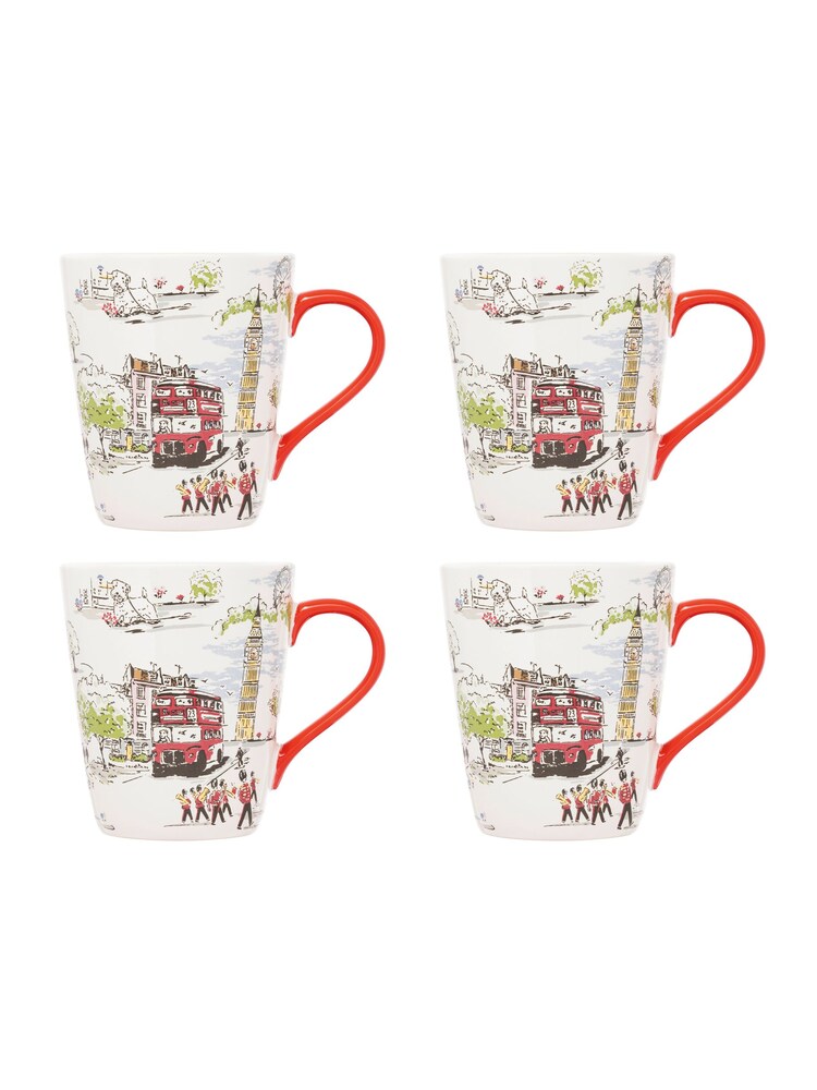 Cath Kidston Cream Billie Goes To Town Stanley Mugs Set Of 4 - Image 2 of 4