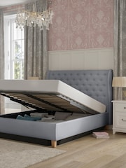 Laura Ashley Hayden Velvet Steel Grey Chatsworth Ottoman Storage Bed Upholstered - Image 1 of 7