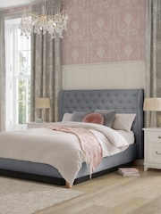 Laura Ashley Hayden Velvet Steel Grey Chatsworth Ottoman Storage Bed Upholstered - Image 2 of 7