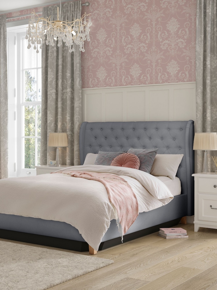 Laura Ashley Hayden Velvet Steel Grey Chatsworth Ottoman Storage Bed Upholstered - Image 2 of 7