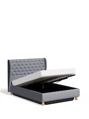 Laura Ashley Hayden Velvet Steel Grey Chatsworth Ottoman Storage Bed Upholstered - Image 7 of 7
