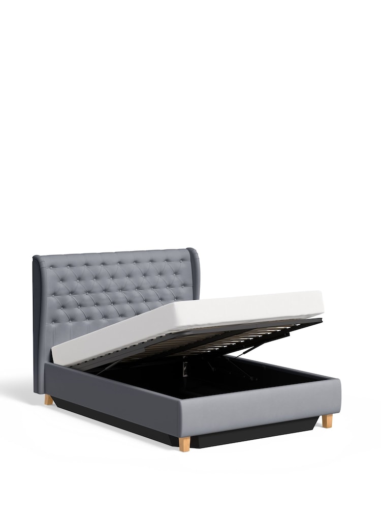 Laura Ashley Hayden Velvet Steel Grey Chatsworth Ottoman Storage Bed Upholstered - Image 7 of 7
