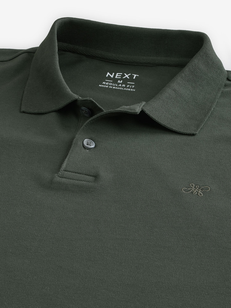 Olivgrün - Langärmeliges Pikee-Poloshirt - Image 8 of 9