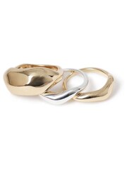 Aela Gold Tone Mixed Metal Rings 3 Pack - Image 3 of 4