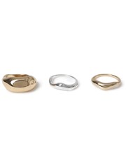 Aela Gold Tone Mixed Metal Rings 3 Pack - Image 4 of 4