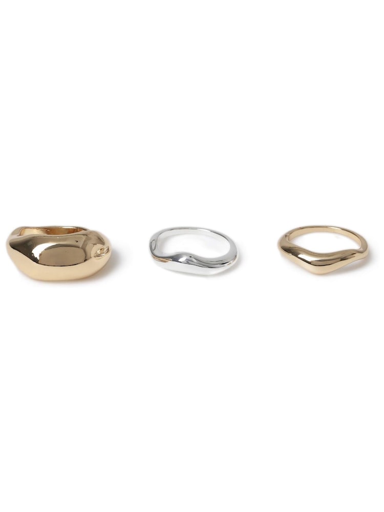 Aela Gold Tone Mixed Metal Rings 3 Pack - Image 4 of 4