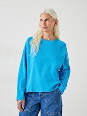 Hush Blue 100% Cotton Matilda Raglan Top - Image 1 of 5
