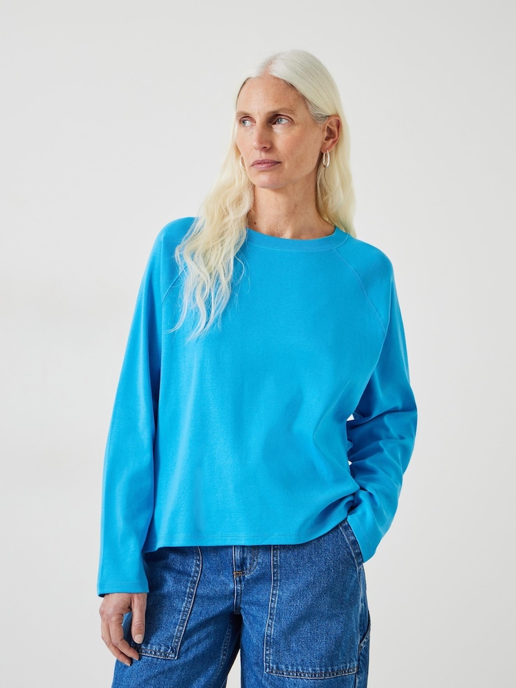 Hush Blue 100% Cotton Matilda Raglan Top - Image 1 of 5 Hush Blue 100% Cotton Matilda Raglan Top - Image 1 of 5