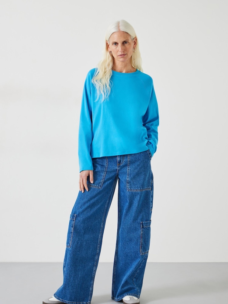 Hush Blue 100% Cotton Matilda Raglan Top - Image 2 of 5 Hush Blue 100% Cotton Matilda Raglan Top - Image 2 of 5
