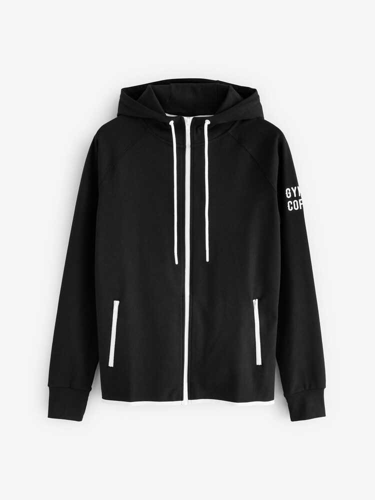 Gym + Coffee Mens Chill Zip Black Hoodie - Image 1 of 1