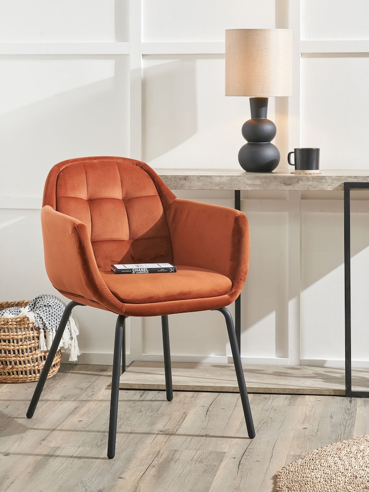 Pacific Orange Cinnamon Velvet Carver Dining Chair - Image 1 of 6