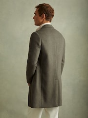 Reiss Green Smoke Gable Wool Blend Single Breasted Epsom Overcoat - Image 4 of 5