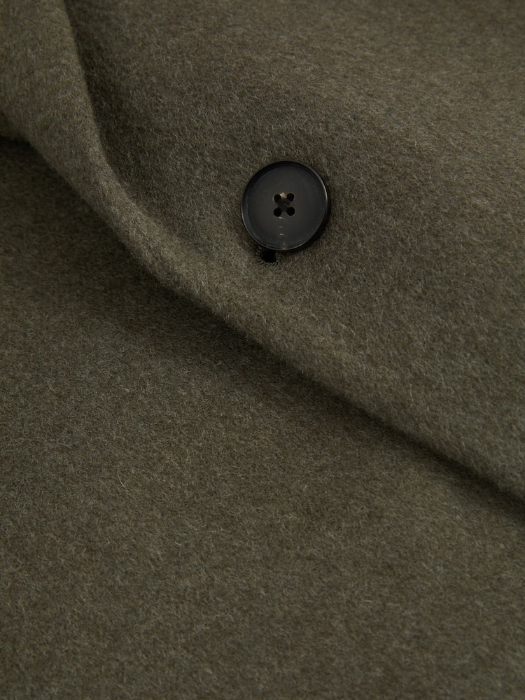 Reiss Green Smoke Gable Wool Blend Single Breasted Epsom Overcoat - Image 5 of 5
