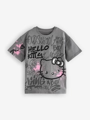 Grey 100% Cotton Graffiti Hello Kitty Oversized T-Shirt (3-16yrs) - Image 5 of 8