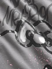Grey 100% Cotton Graffiti Hello Kitty Oversized T-Shirt (3-16yrs) - Image 8 of 8