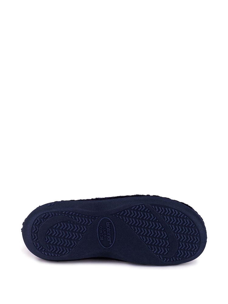Totes Navy Isotoner Popcorn Terry Mules Slippers - Image 5 of 5