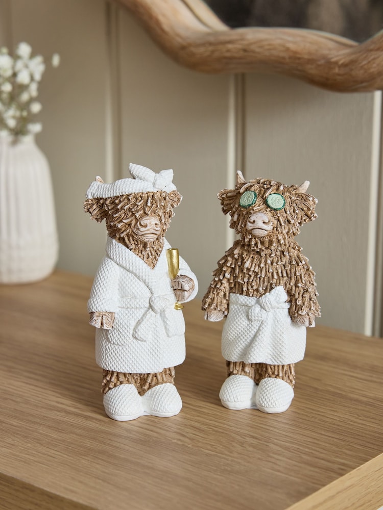 Set of 2 Natural Hamish Spa Ornaments - Image 1 of 5