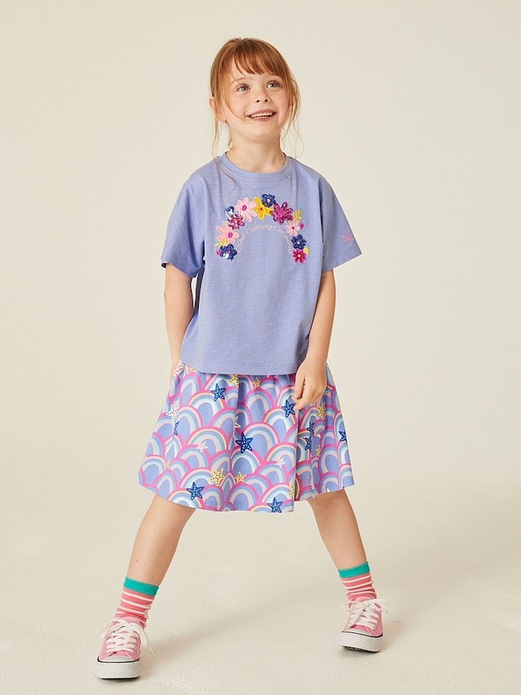 Crew Clothing Red Printed 100% Cotton Jersey Skirt - Image 1 of 4